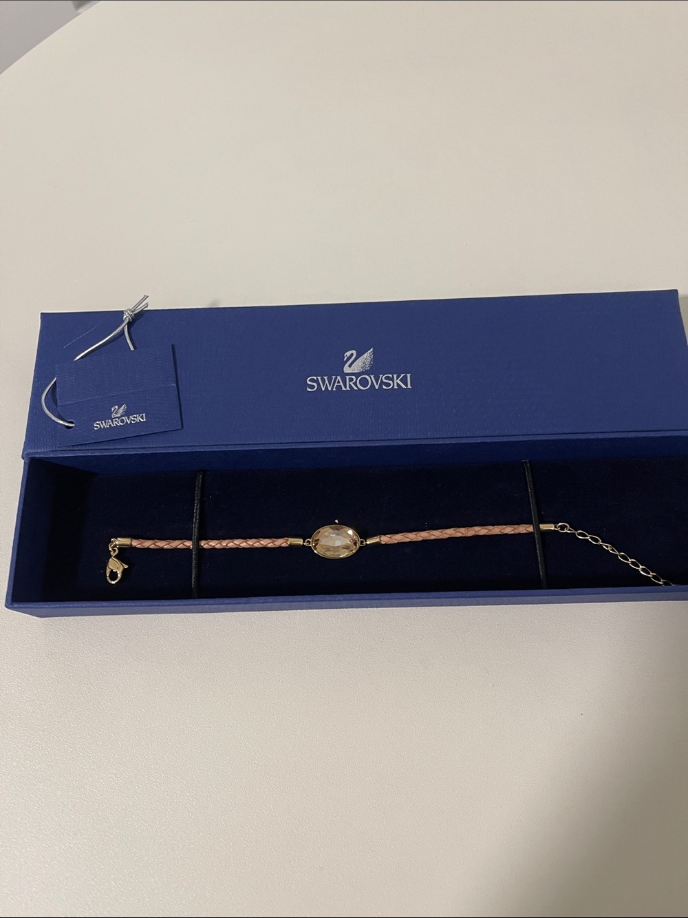 Swarovski Pink Braided Bracelet with Central Crystal